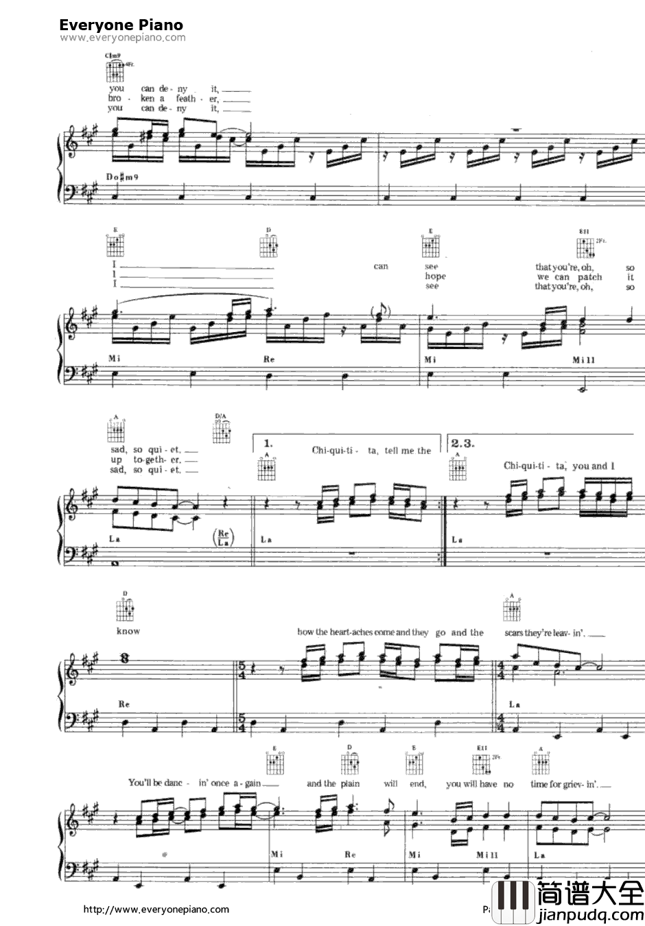 Chiquitita钢琴谱_ABBA