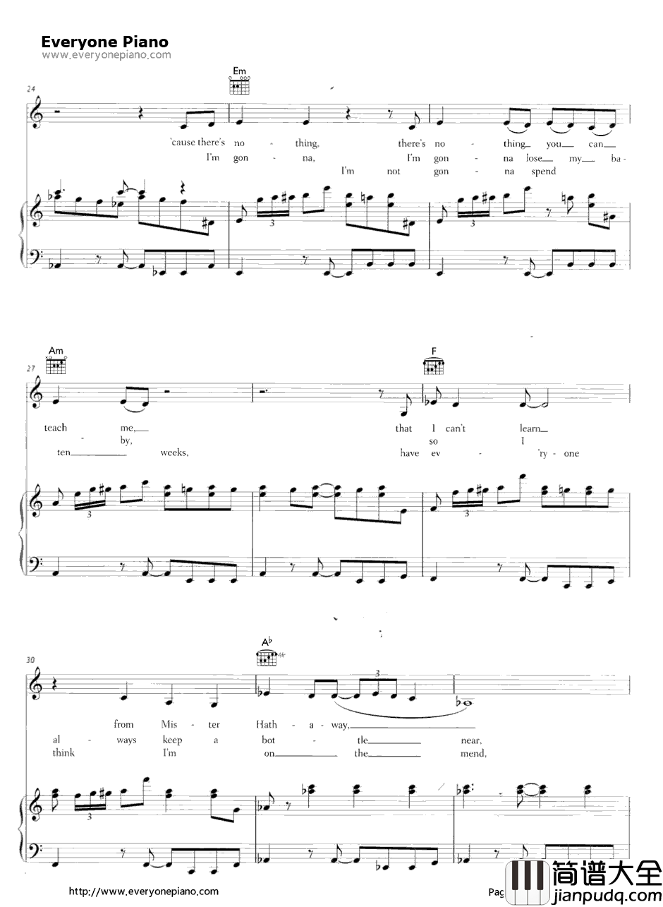 Rehab钢琴谱_AmyWinehouse