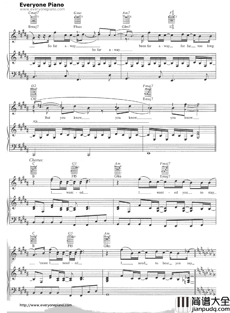 Far_Away钢琴谱_Nickelback