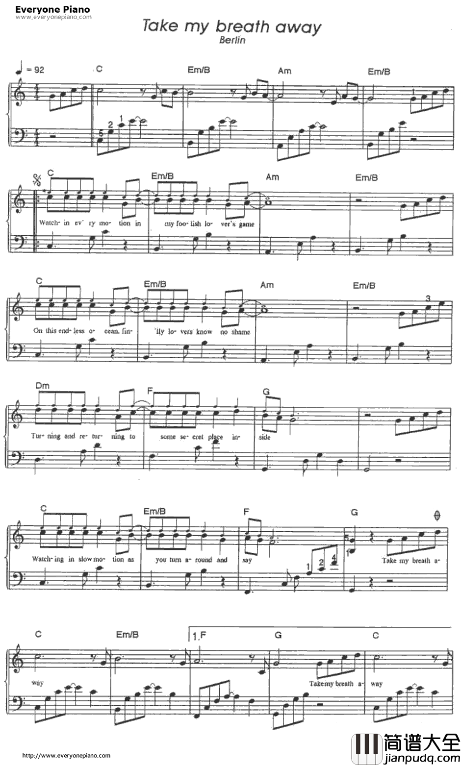 Take_My_Breath_Away钢琴谱_Berlin　　柏林乐队　_壮志凌云主题曲