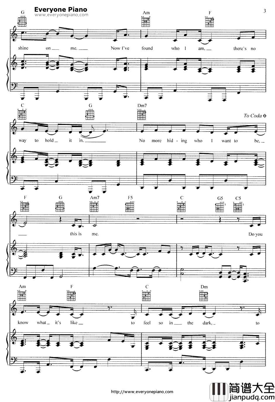 This_Is_Me钢琴谱_DemiLovato_摇滚夏令营插曲