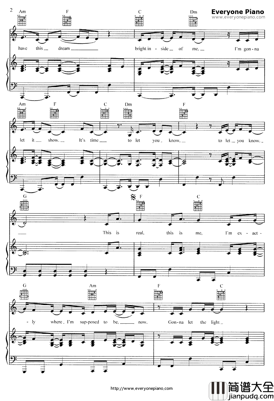 This_Is_Me钢琴谱_DemiLovato_摇滚夏令营插曲