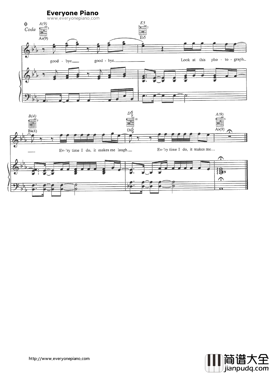 Photograph钢琴谱_Nickelback