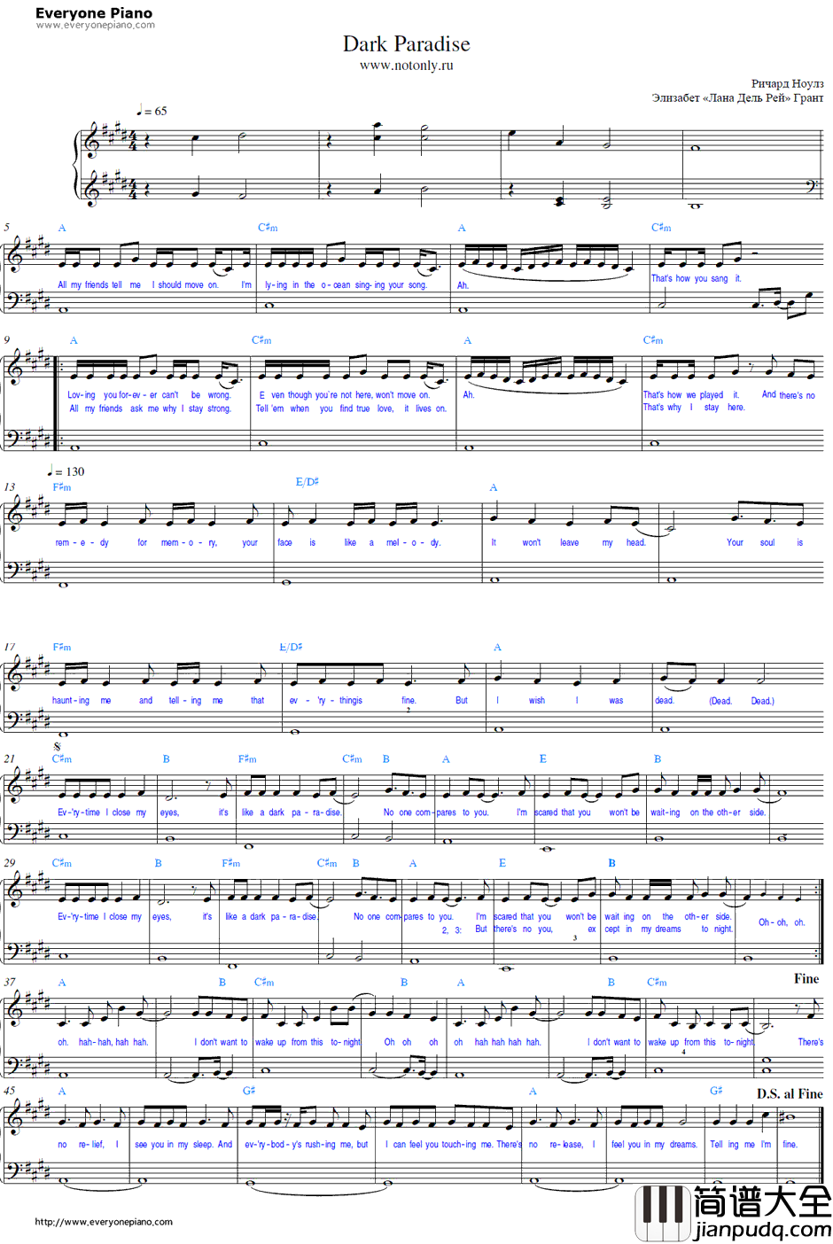 Dark_Paradise钢琴谱_LanaDelRey