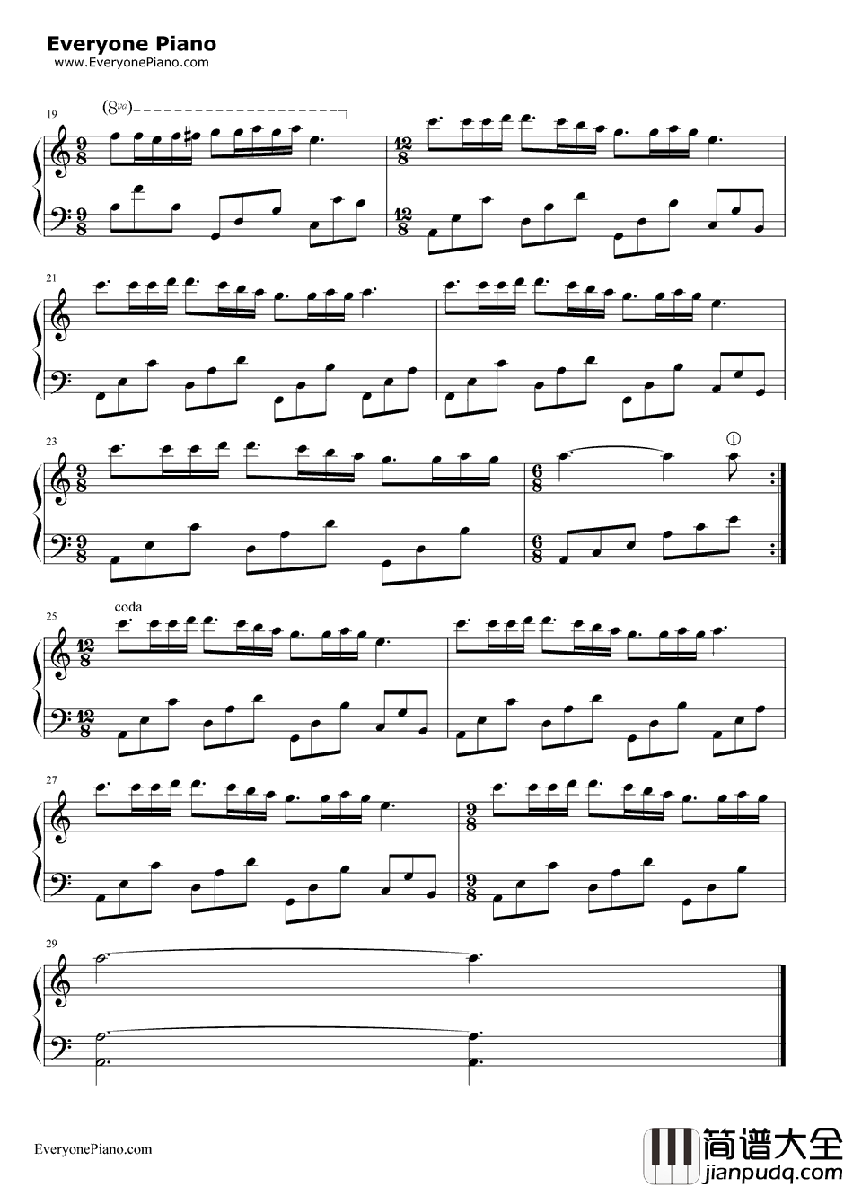 梦中的婚礼钢琴谱_理查德•克莱德曼C调简版