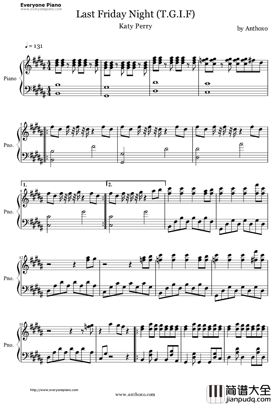 Last_Friday_Night钢琴谱_KatyPerry