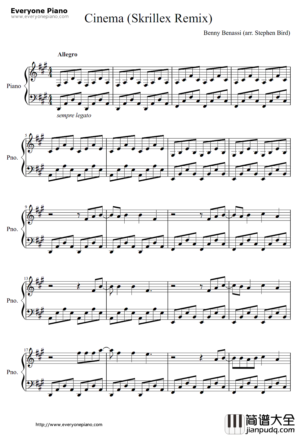 Cinema钢琴谱_BennyBenassifeat.GaryGo_SkrillexRemix