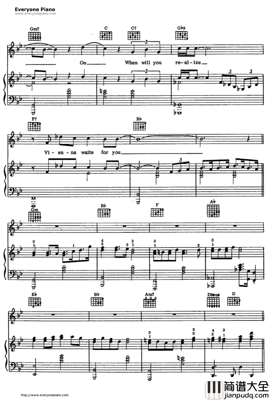 Vienna钢琴谱_BillyJoel　比利·乔尔