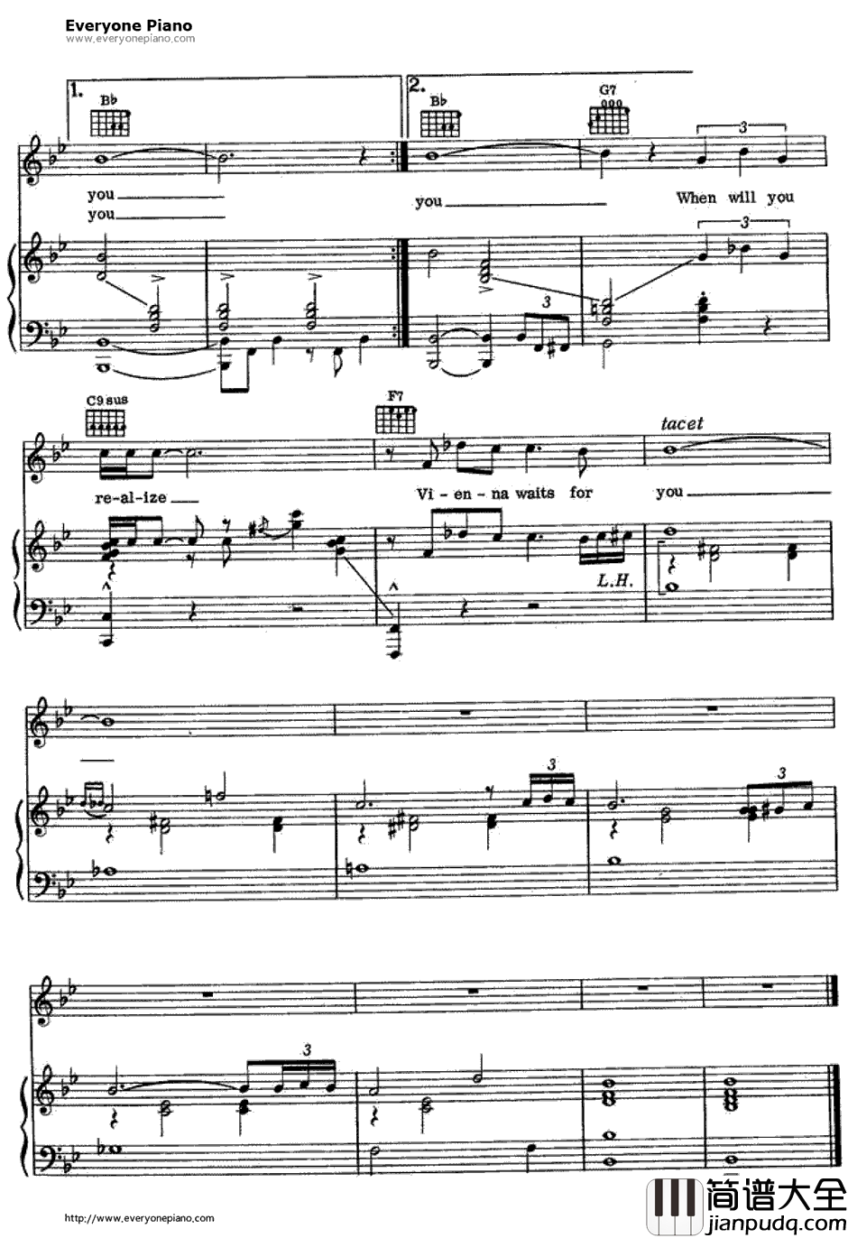 Vienna钢琴谱_BillyJoel　比利·乔尔