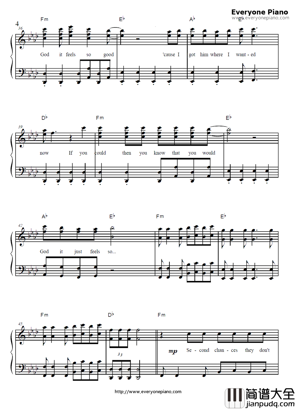 Misery_Business钢琴谱_Paramore