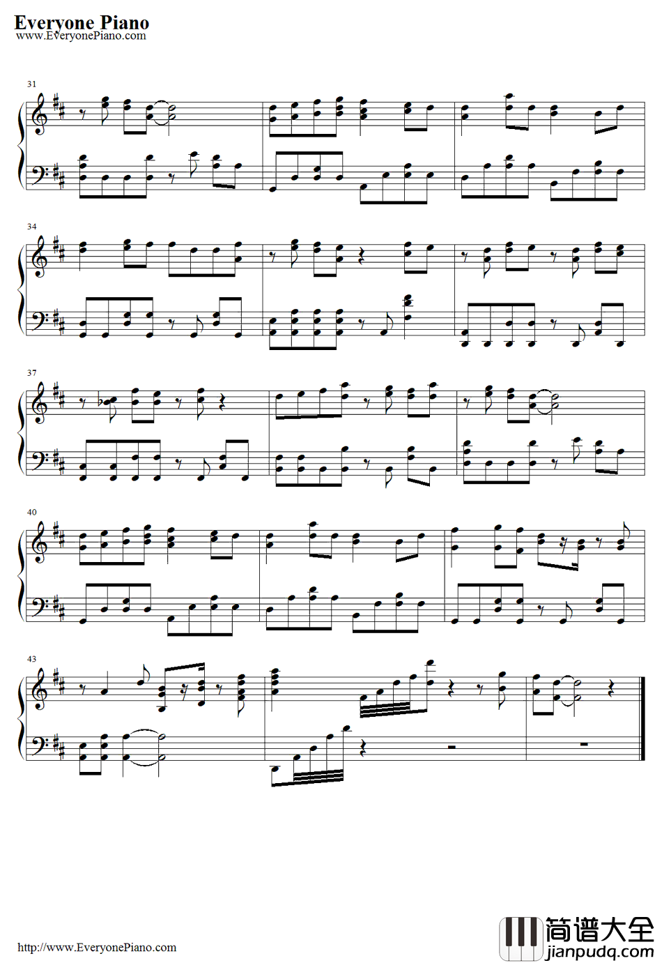 一斉の声钢琴谱_喜多修平_一齐之声_夏目友人帐OP