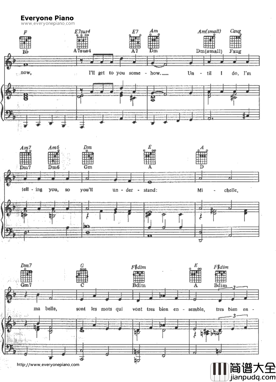 Michelle钢琴谱_TheBeatles