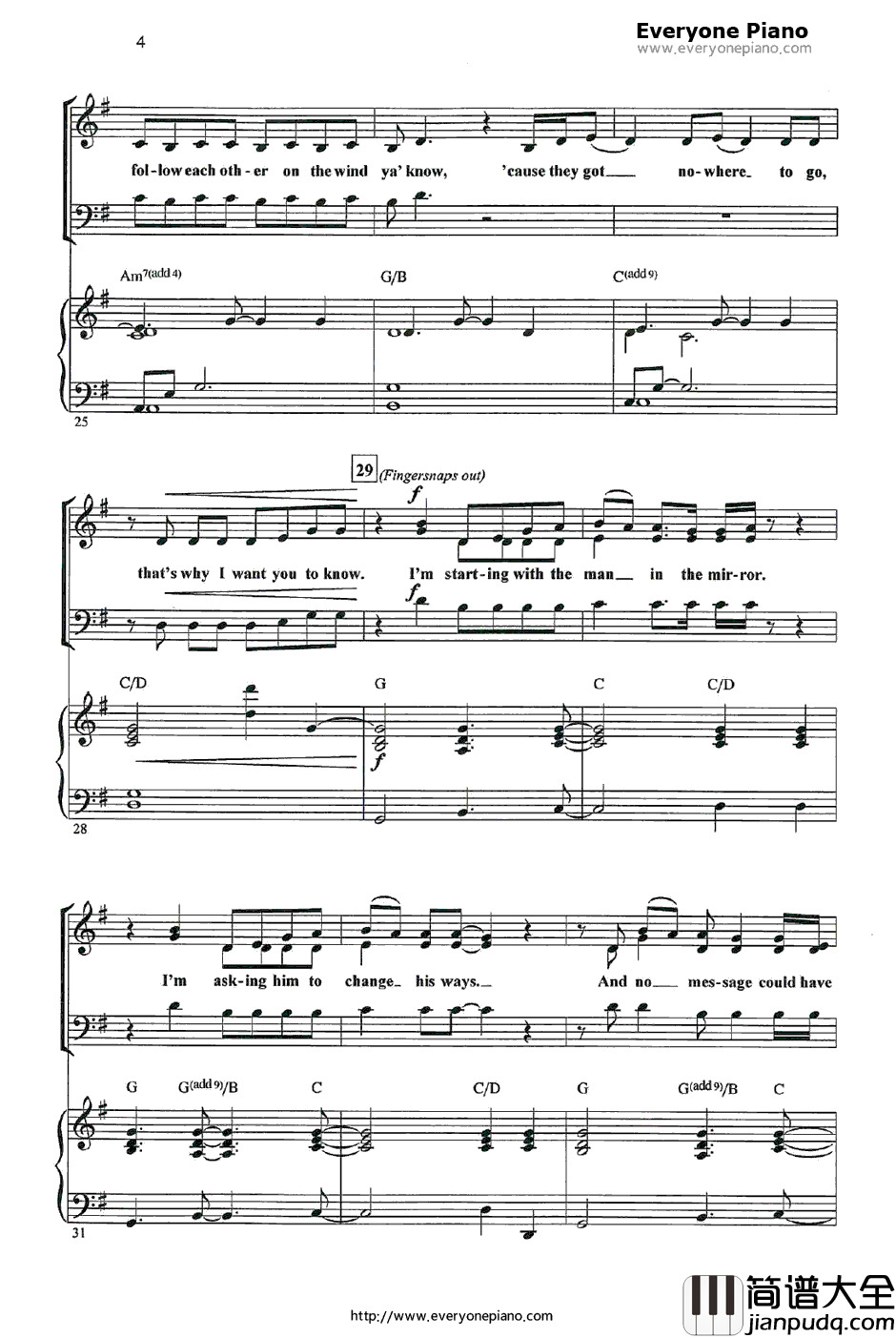 Manin_the_Mirror钢琴谱_MichaelJackson