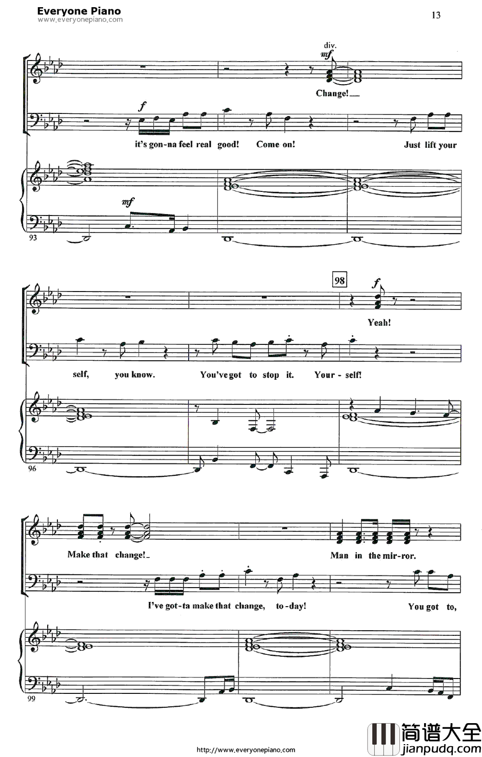 Manin_the_Mirror钢琴谱_MichaelJackson