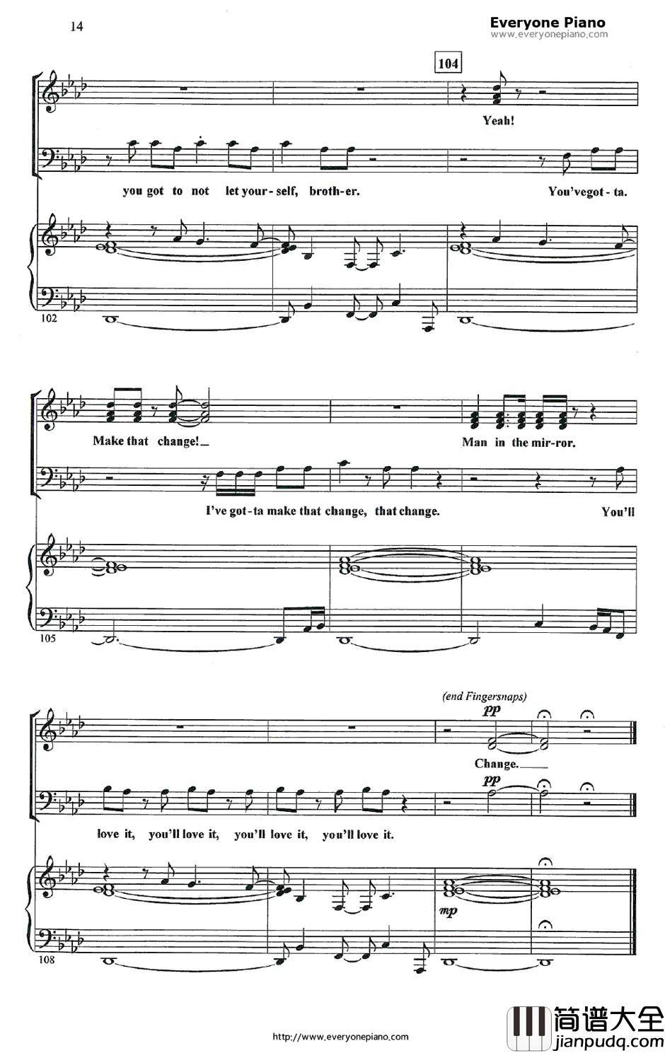 Manin_the_Mirror钢琴谱_MichaelJackson