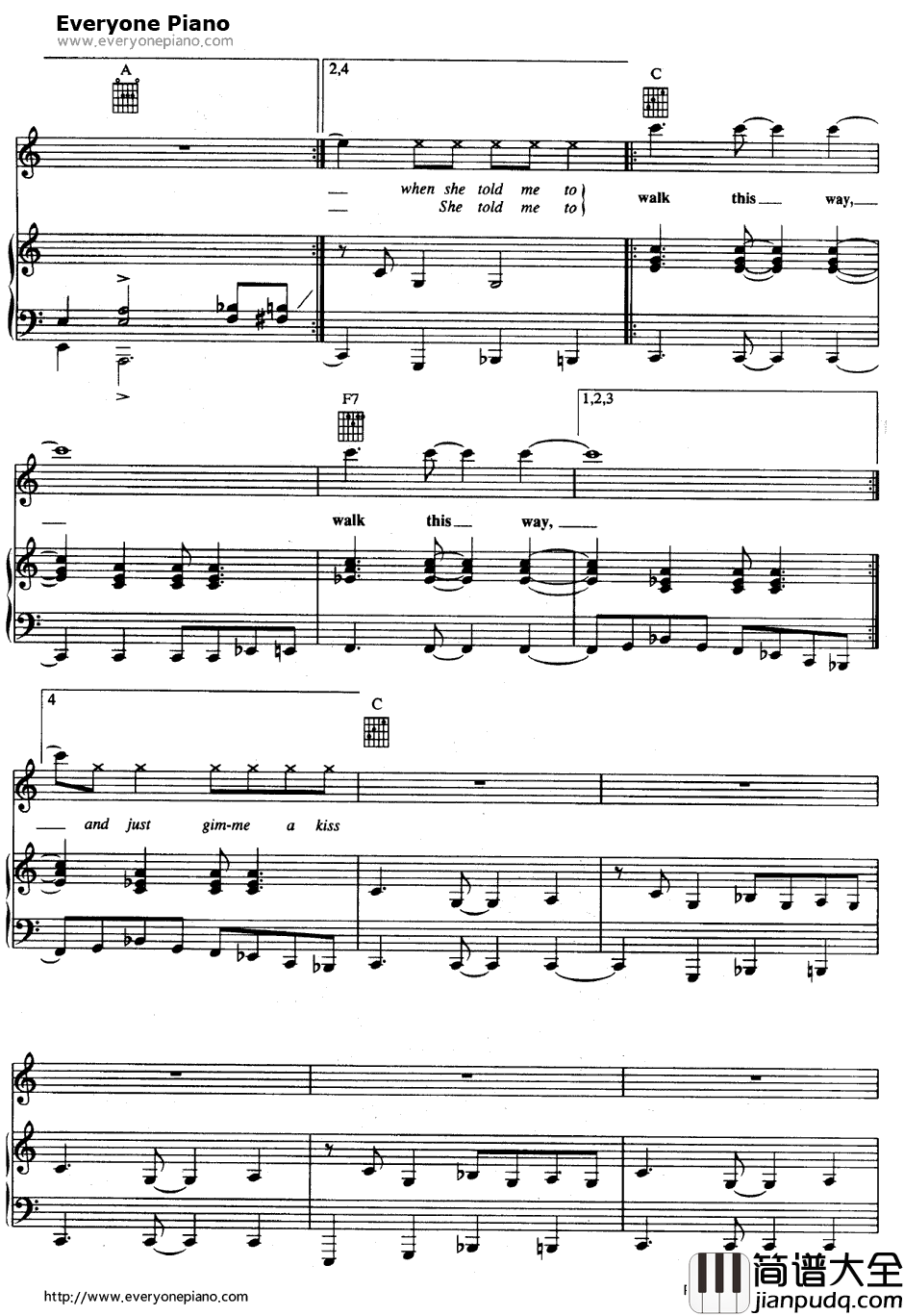 Walk_This_Way钢琴谱_Aerosmith