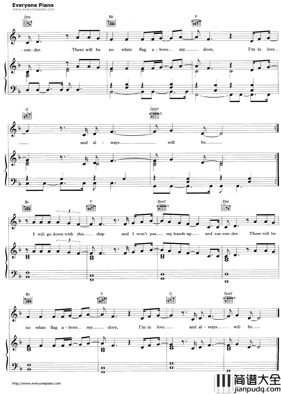 White_Flag钢琴谱_Dido