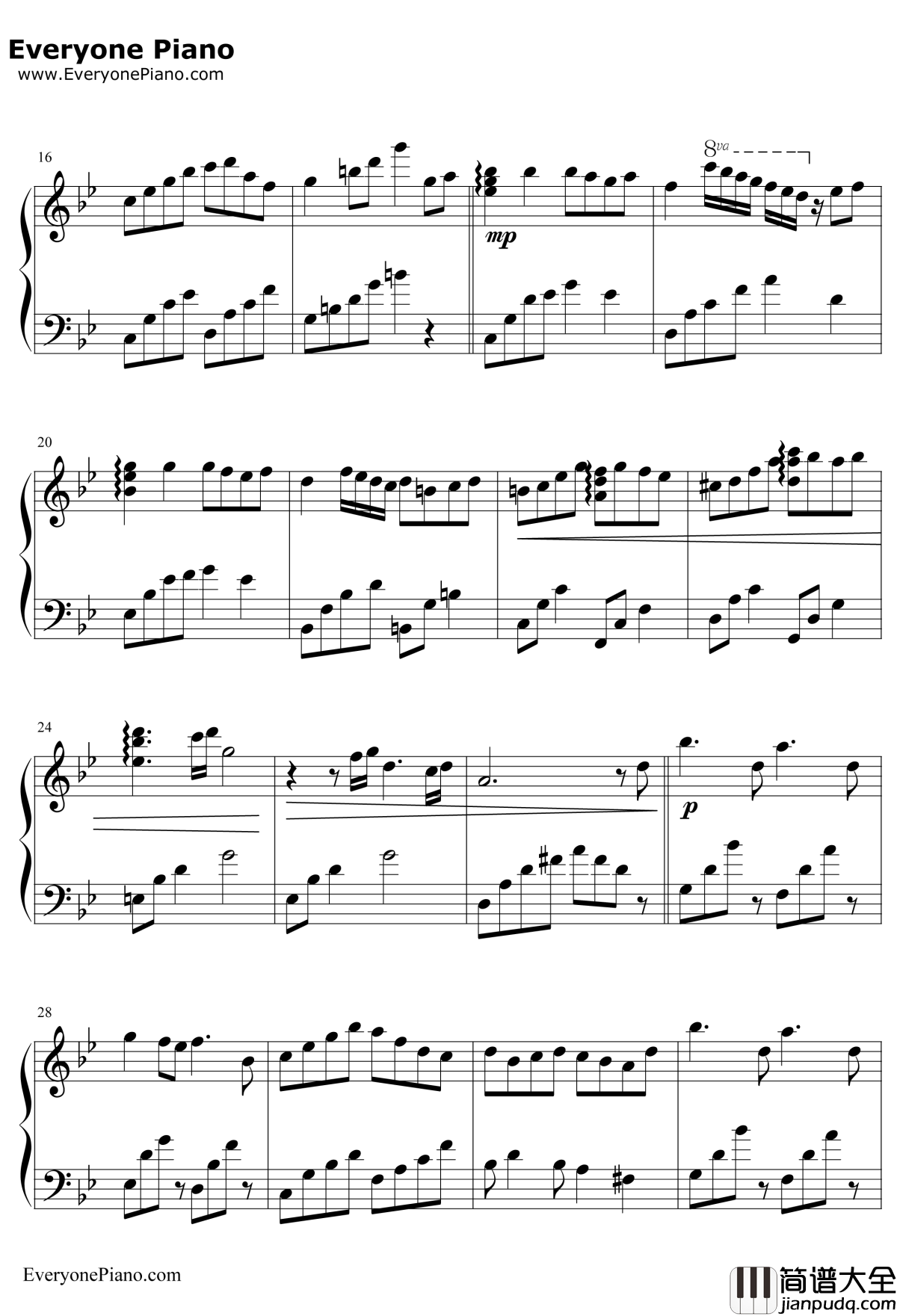 更替的四季钢琴谱_久石让JoeHisaishiHayaoMiyazaki_魔女宅急便主题曲_宫崎骏动画