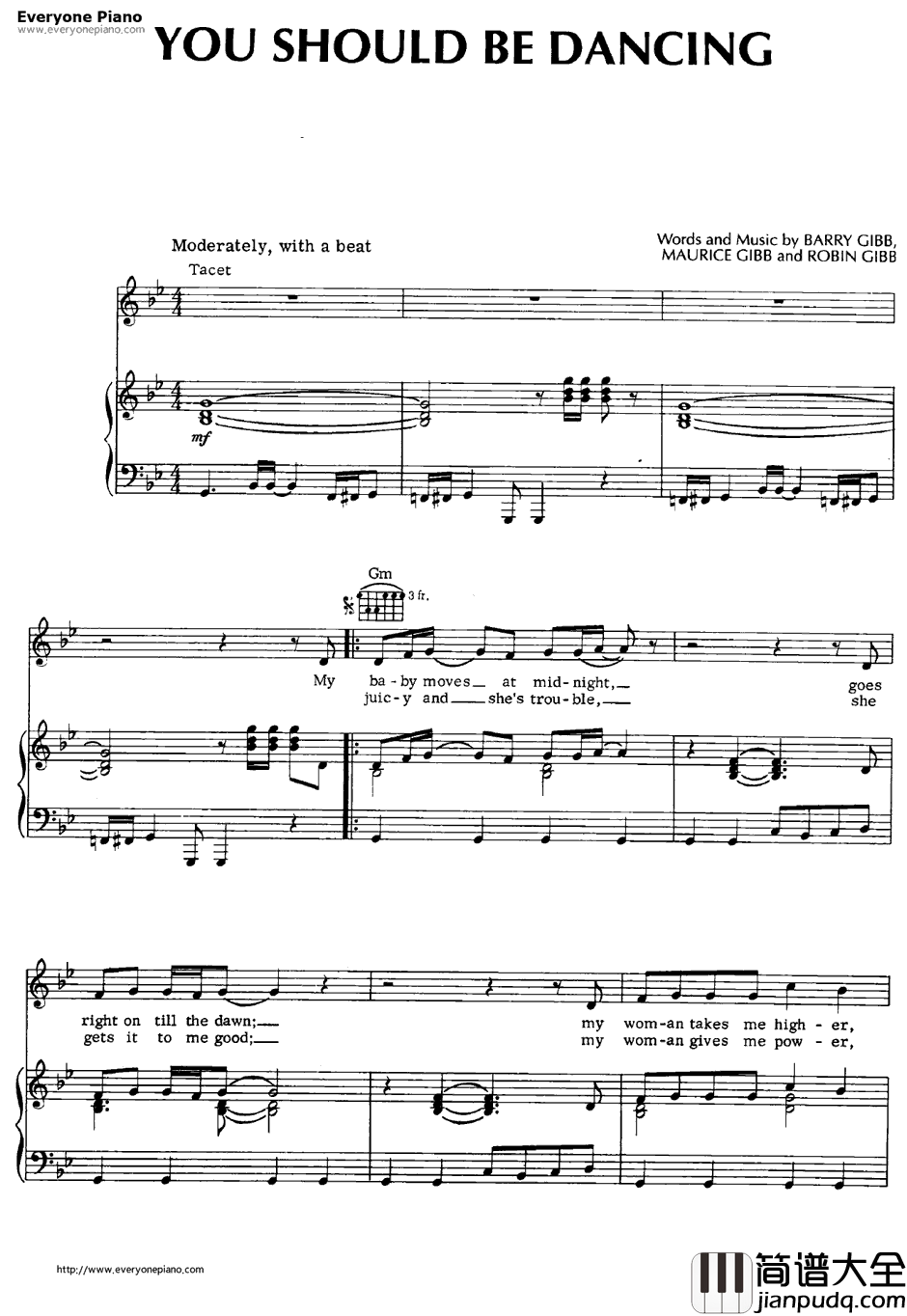You_Should_Be_Dancing钢琴谱_BeeGees