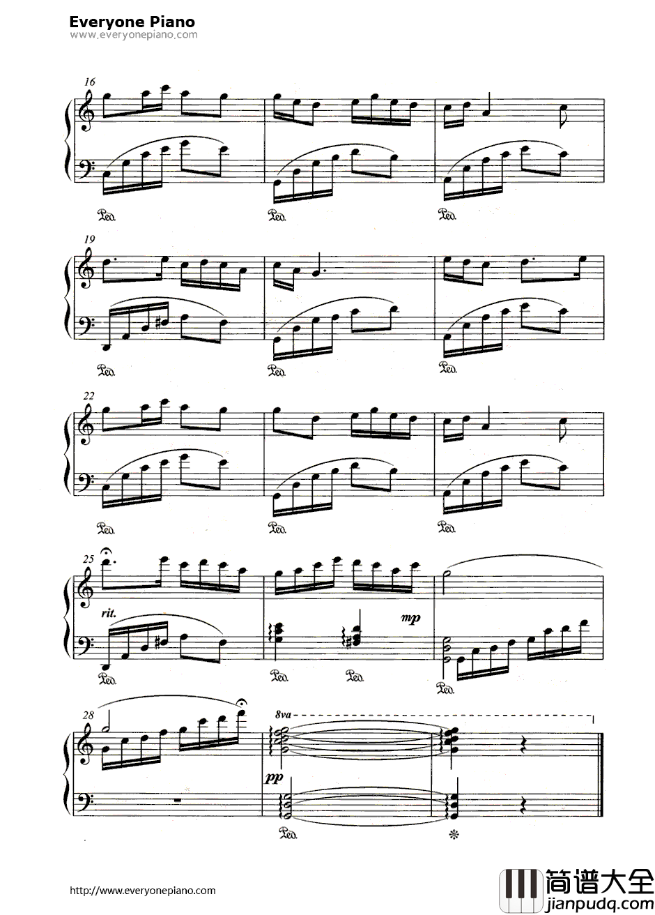 茉莉花五线谱、简谱对应版钢琴谱_何仿_茉莉花五线谱、简谱对应版