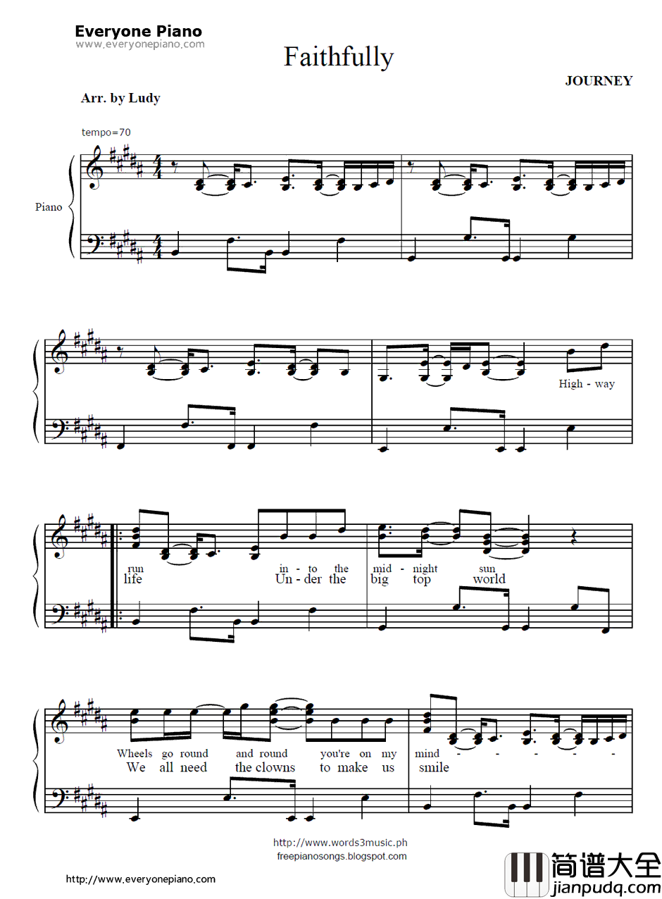 Faithfully钢琴谱_Journey