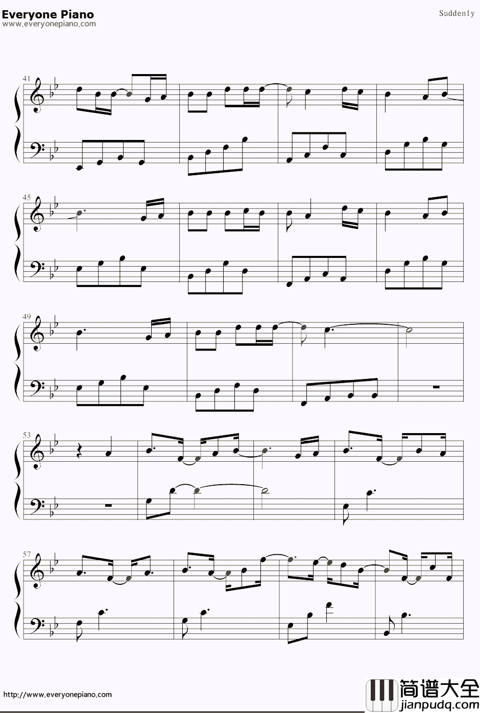 城市猎人片尾曲Suddenly钢琴谱_金宝京_城市猎人片尾曲Suddenly