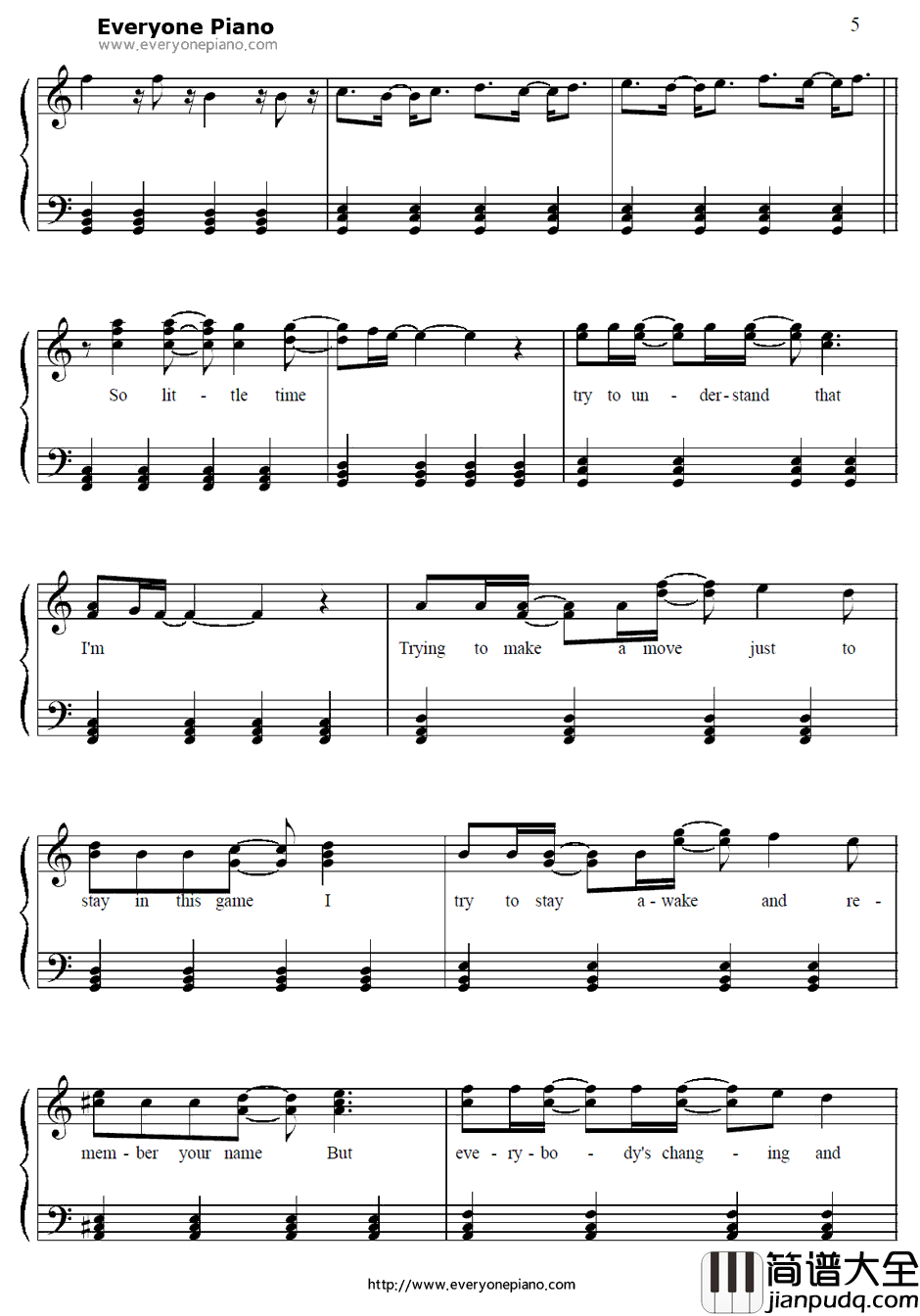 Every_body's_Changing钢琴谱_Keane