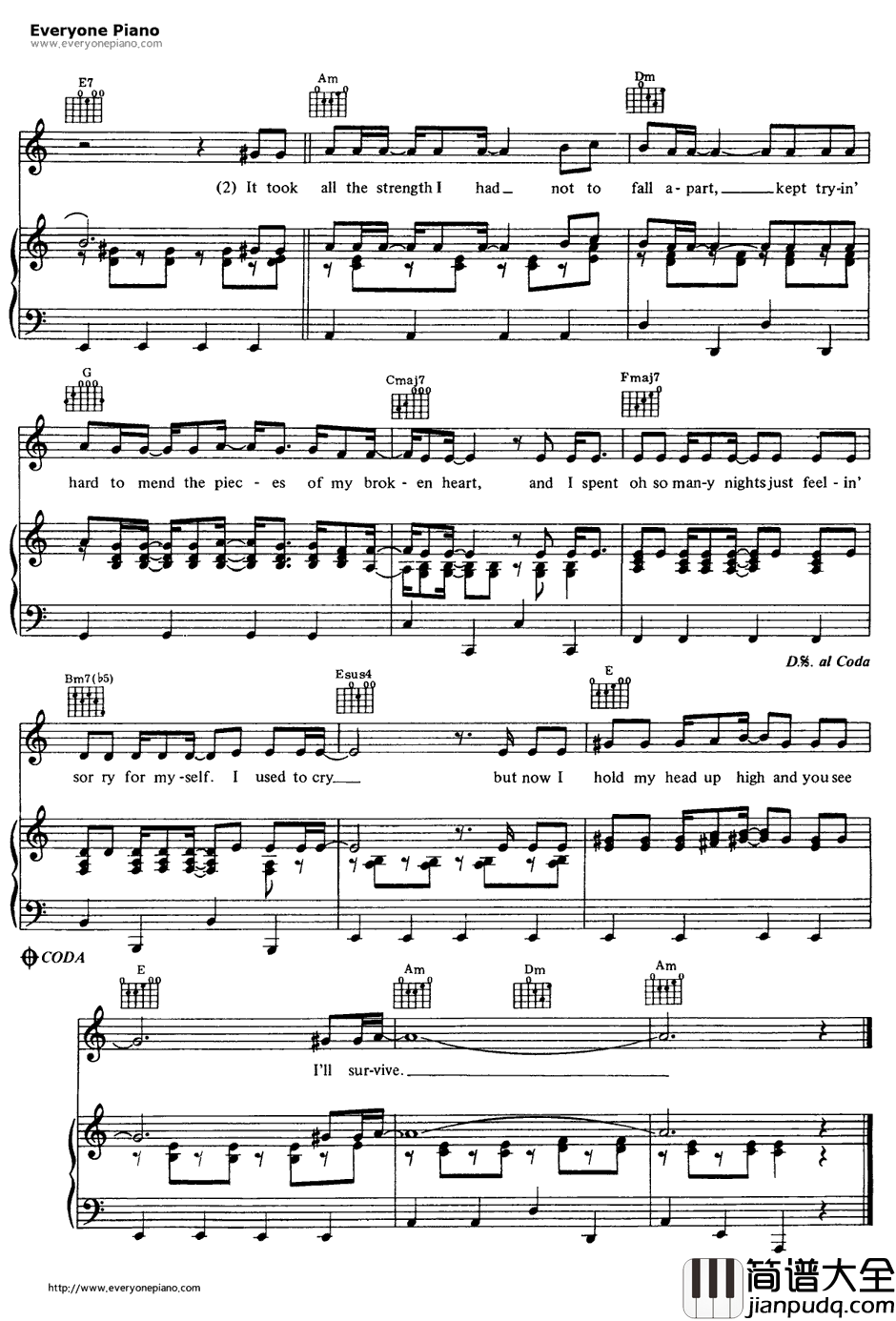 I_Will_Survive钢琴谱_GloriaGaynor