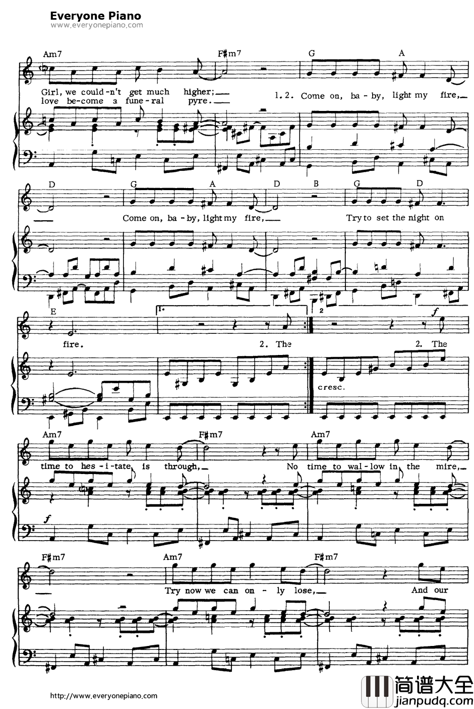 Light_My_Fire钢琴谱_TheDoors