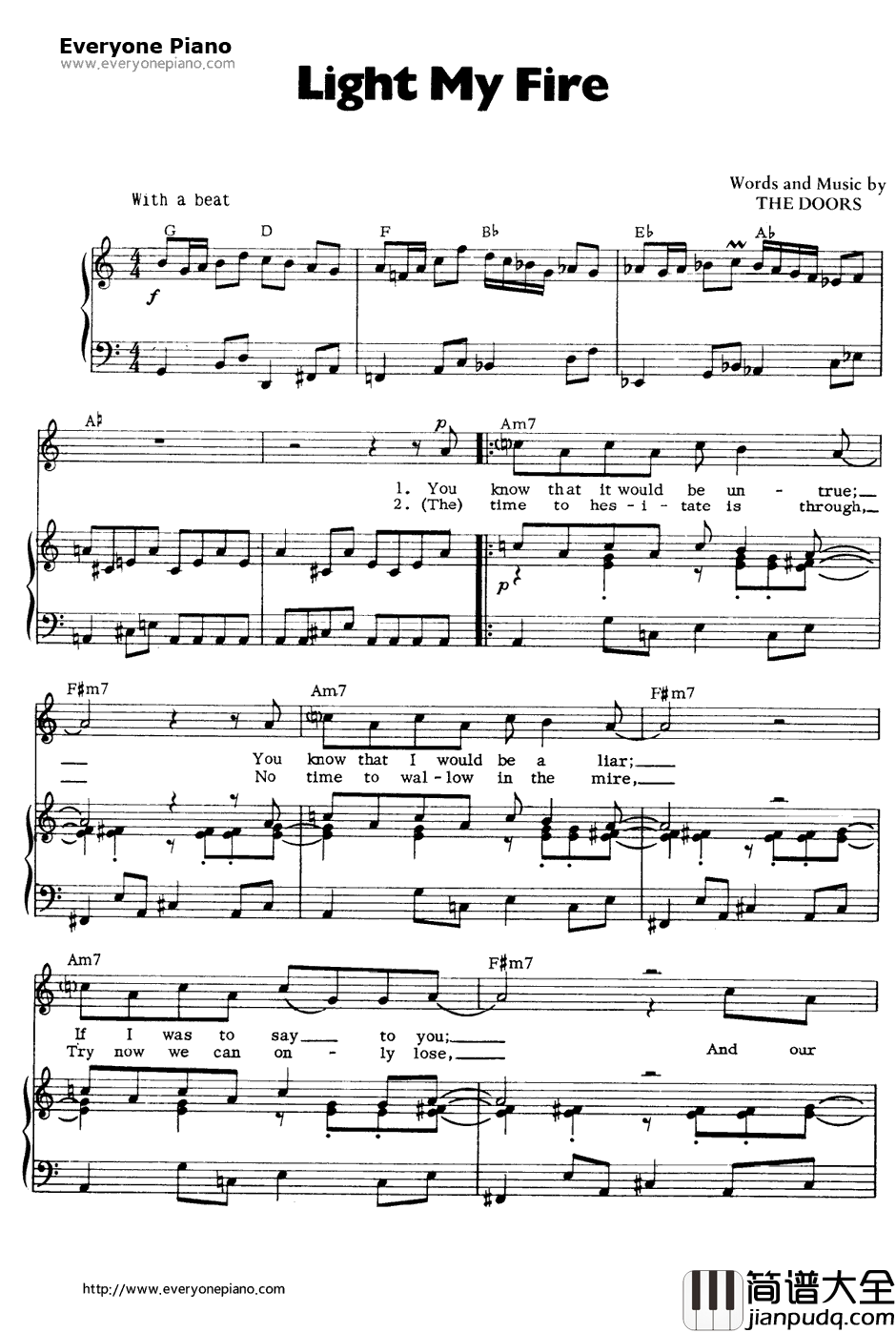 Light_My_Fire钢琴谱_TheDoors