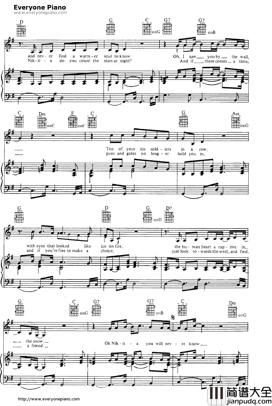 Nikita钢琴谱_EltonJohn　艾尔顿·约翰　