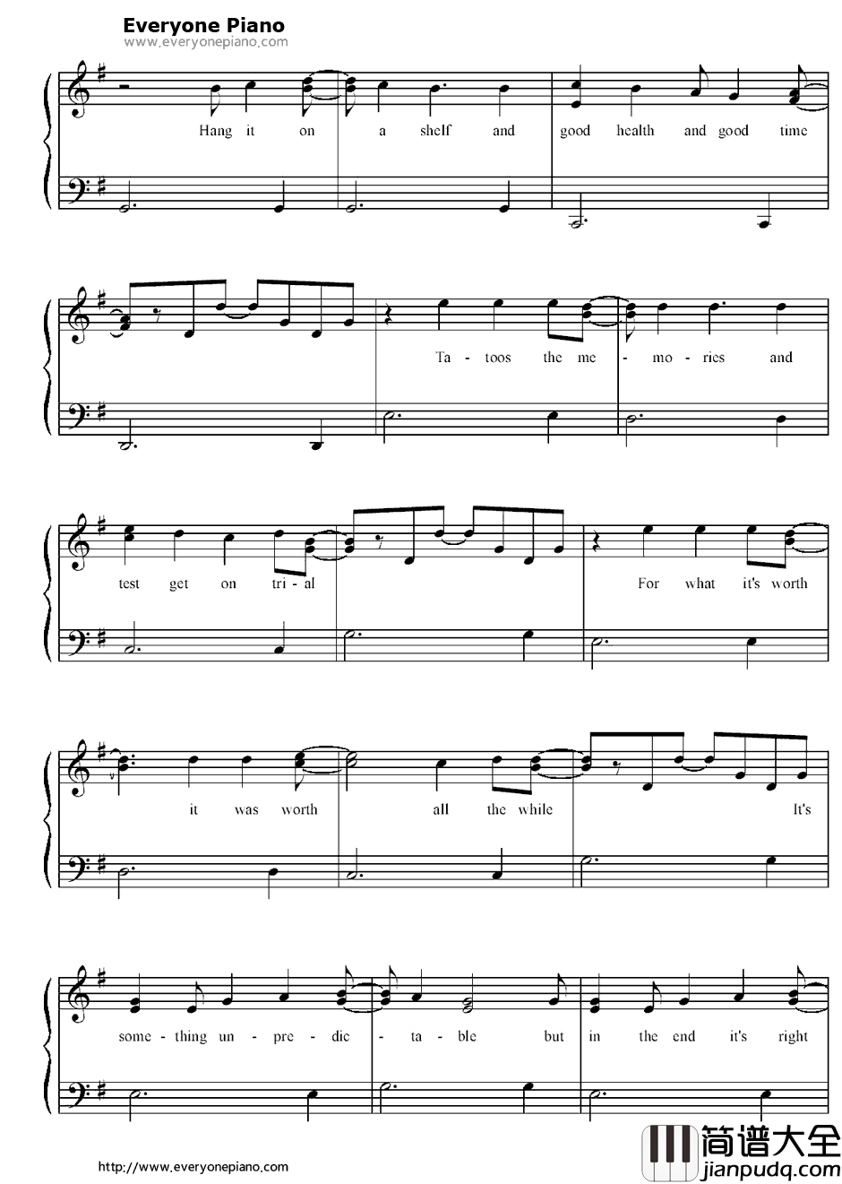 Good_Riddance(Time_of_Your_Life)钢琴谱_Green_Day绿日乐队