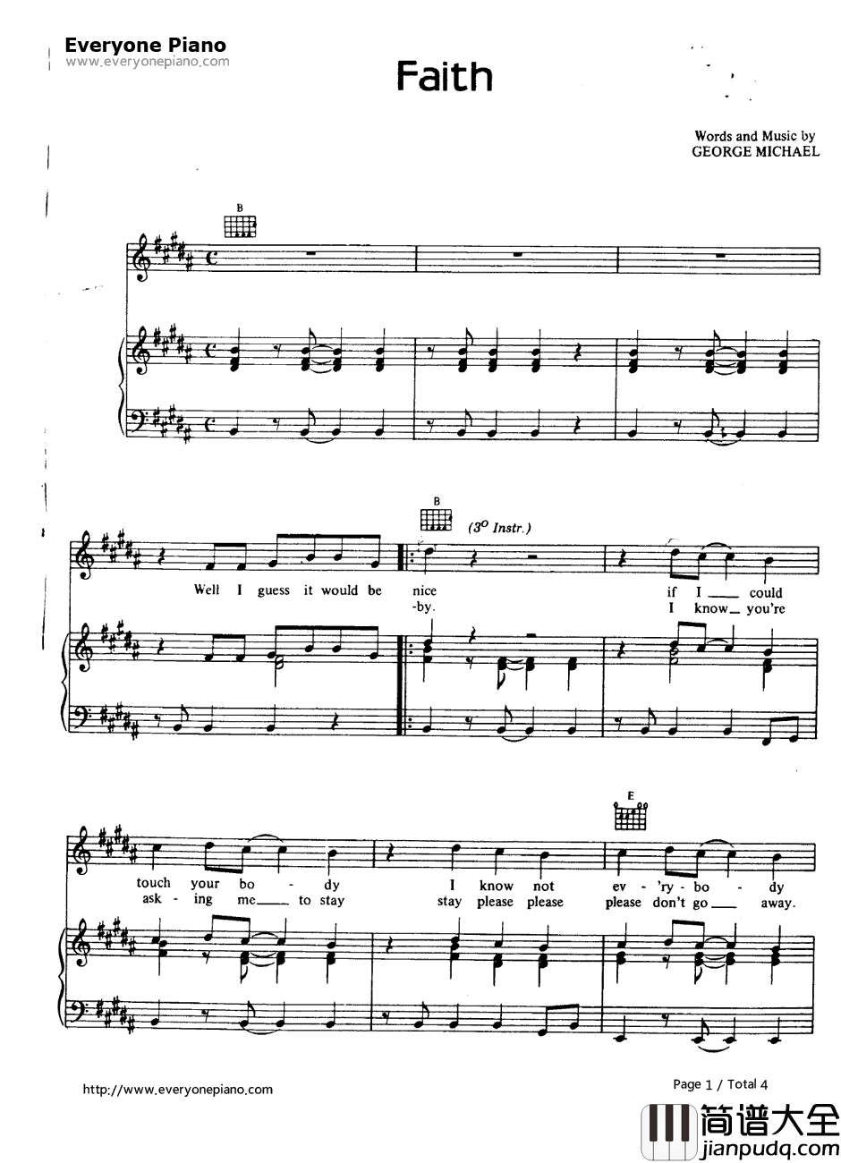 Faith钢琴谱_GeorgeMichael乔治·迈克尔
