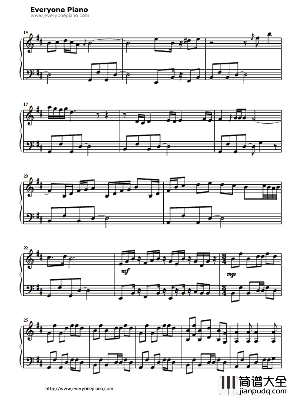 One钢琴谱_Metallica