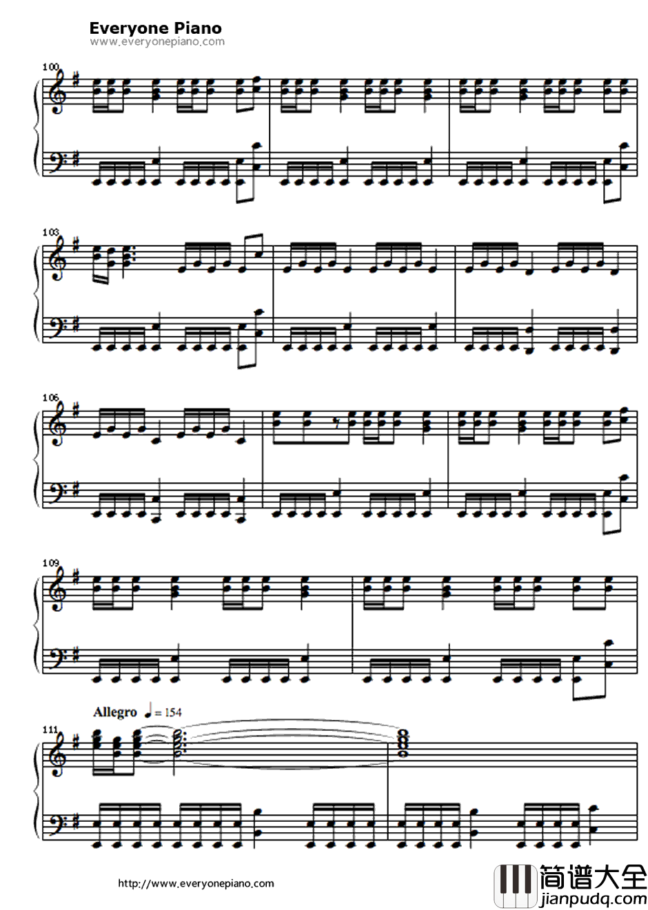 One钢琴谱_Metallica