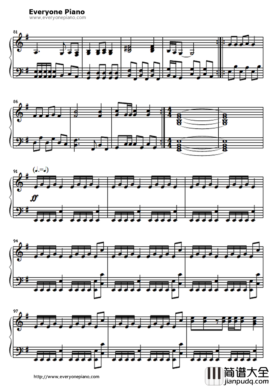 One钢琴谱_Metallica