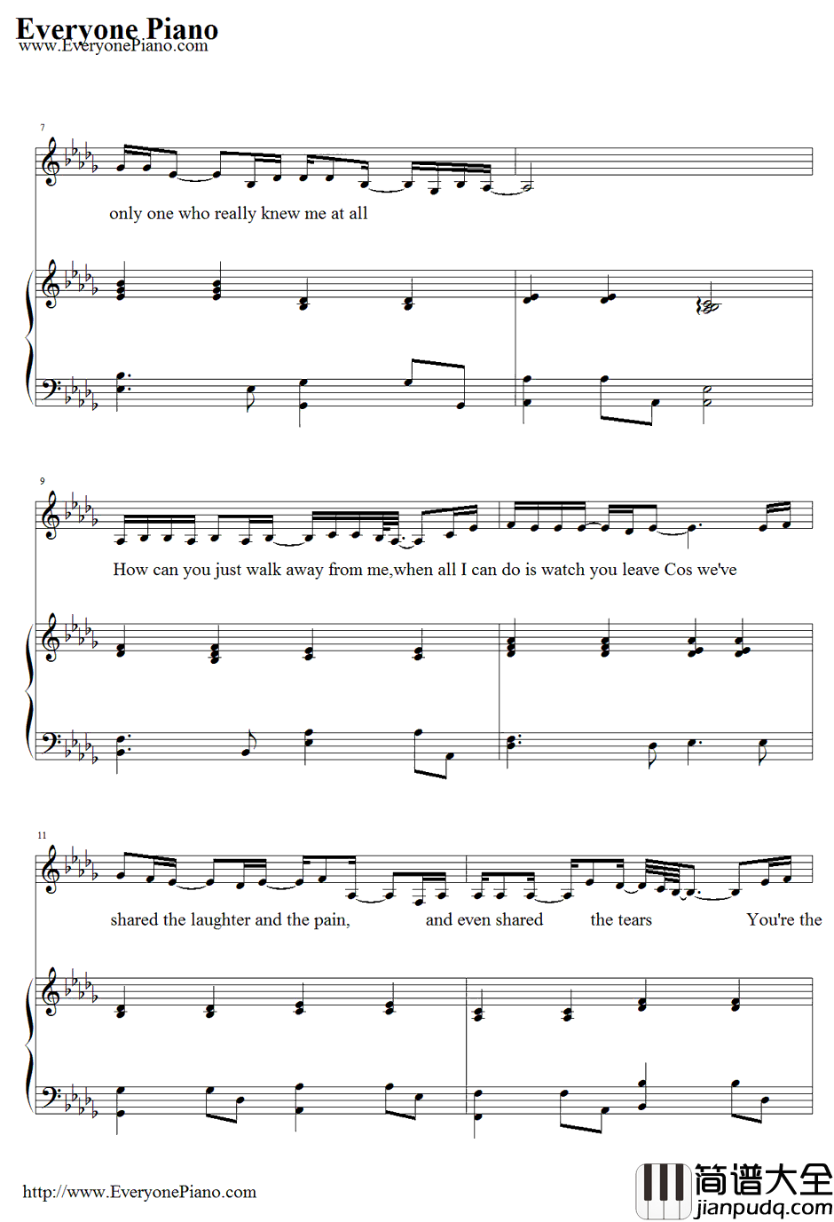 Against_All_Odds钢琴谱_PhilCollins_似是故人来主题曲