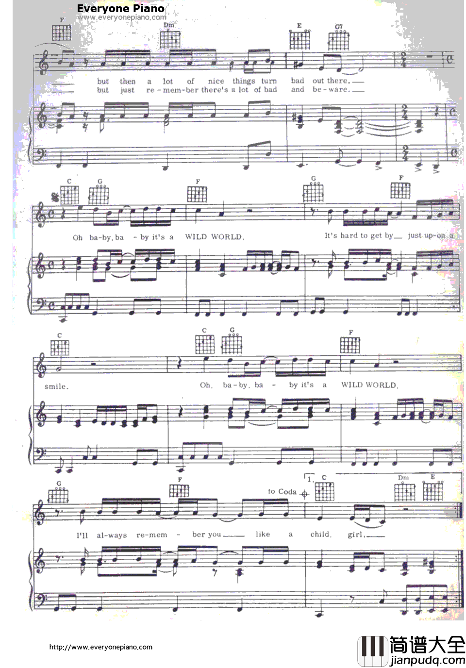 Wild_World钢琴谱_CatStevens