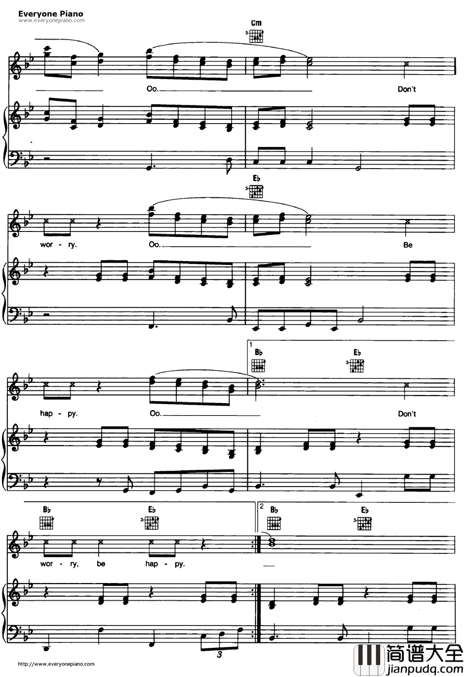 Don't_Worry_Be_Happy钢琴谱_BobbyMcFerrin