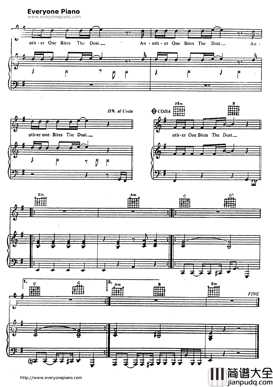 Another_One_Bites_the_Dust钢琴谱_Queen