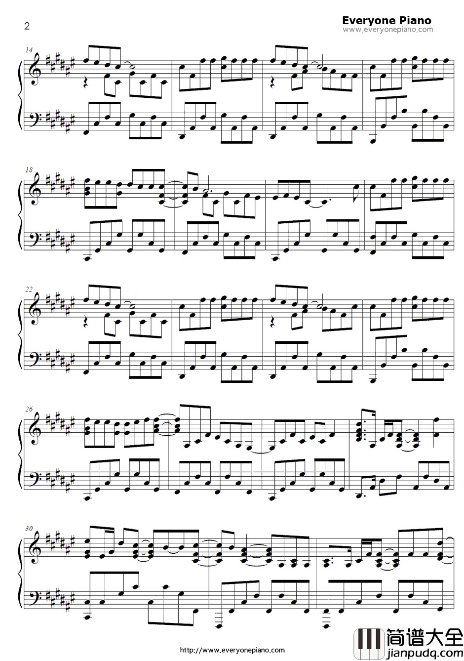 なないろびより钢琴谱_nano.RIPE_悠哉日常大王OP