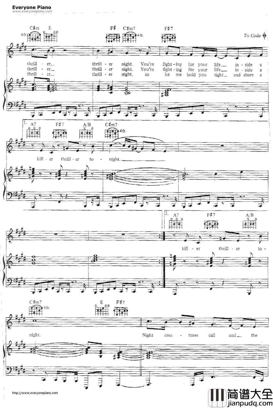 Thriller钢琴谱_MichaelJackson