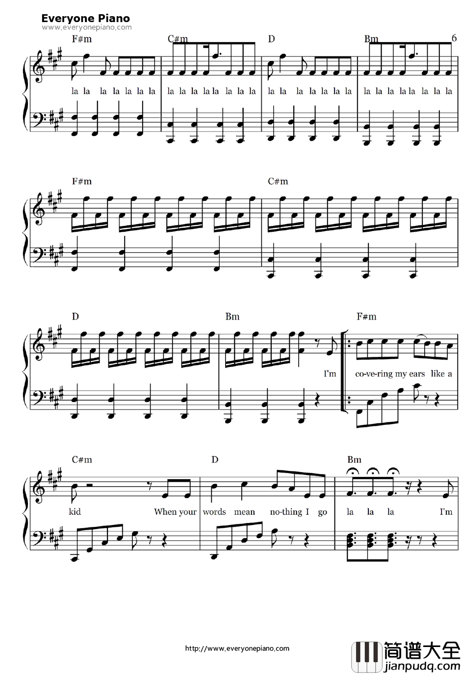 La_La_La钢琴谱_NaughtyBoy&SamSmith