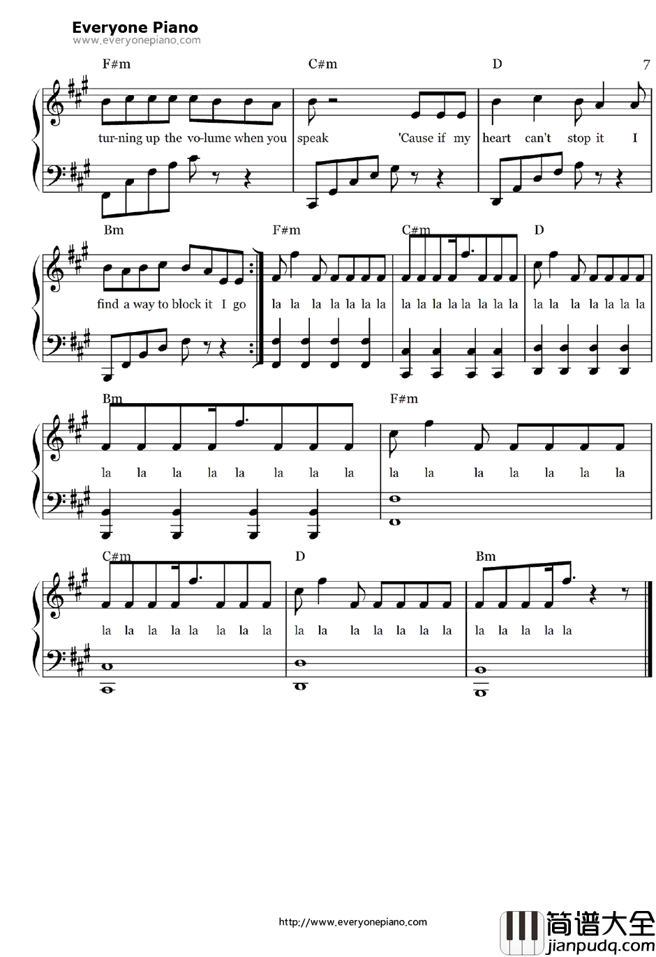 La_La_La钢琴谱_NaughtyBoy&SamSmith