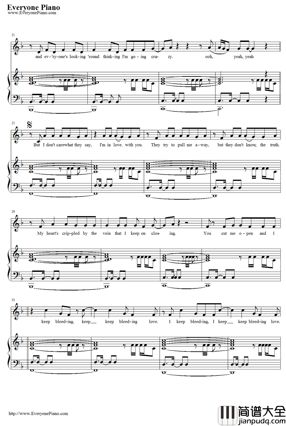 Bleeding_Love钢琴谱_LeonaLewis