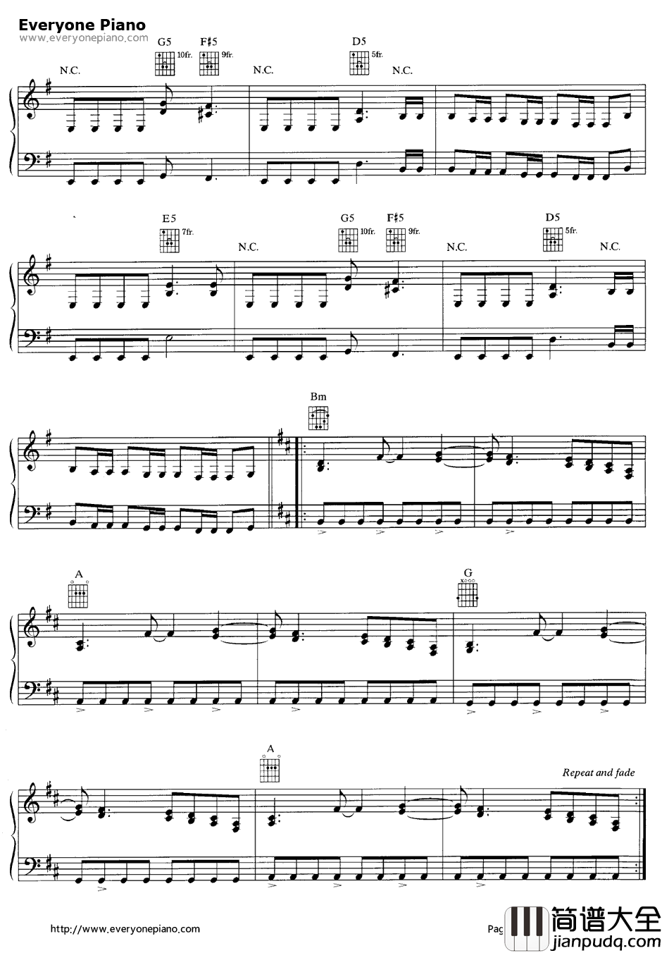 Fade_to_Black钢琴谱_Metallica