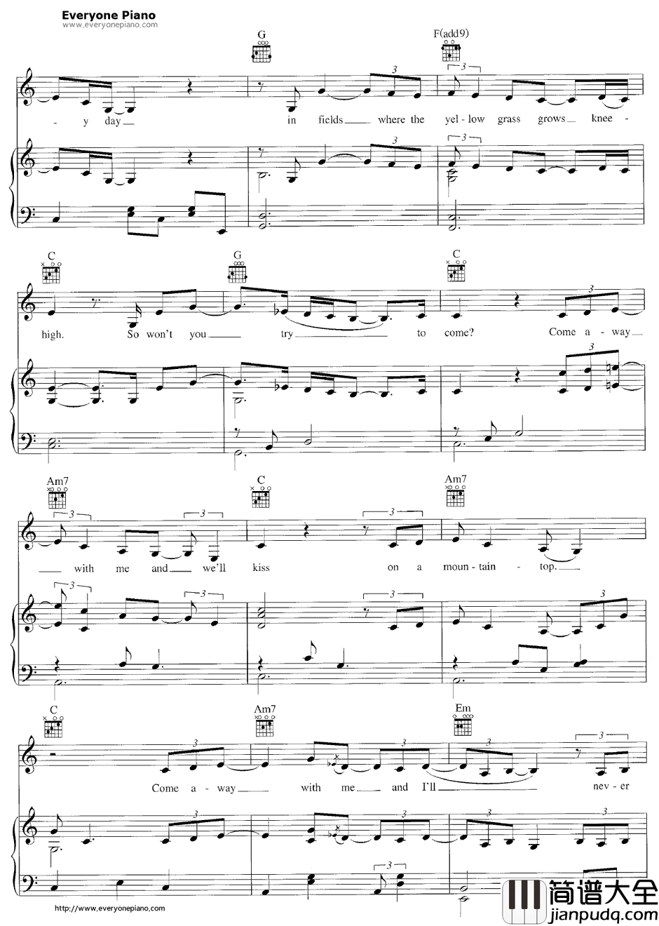 Come_Away_with_Me钢琴谱_NorahJones