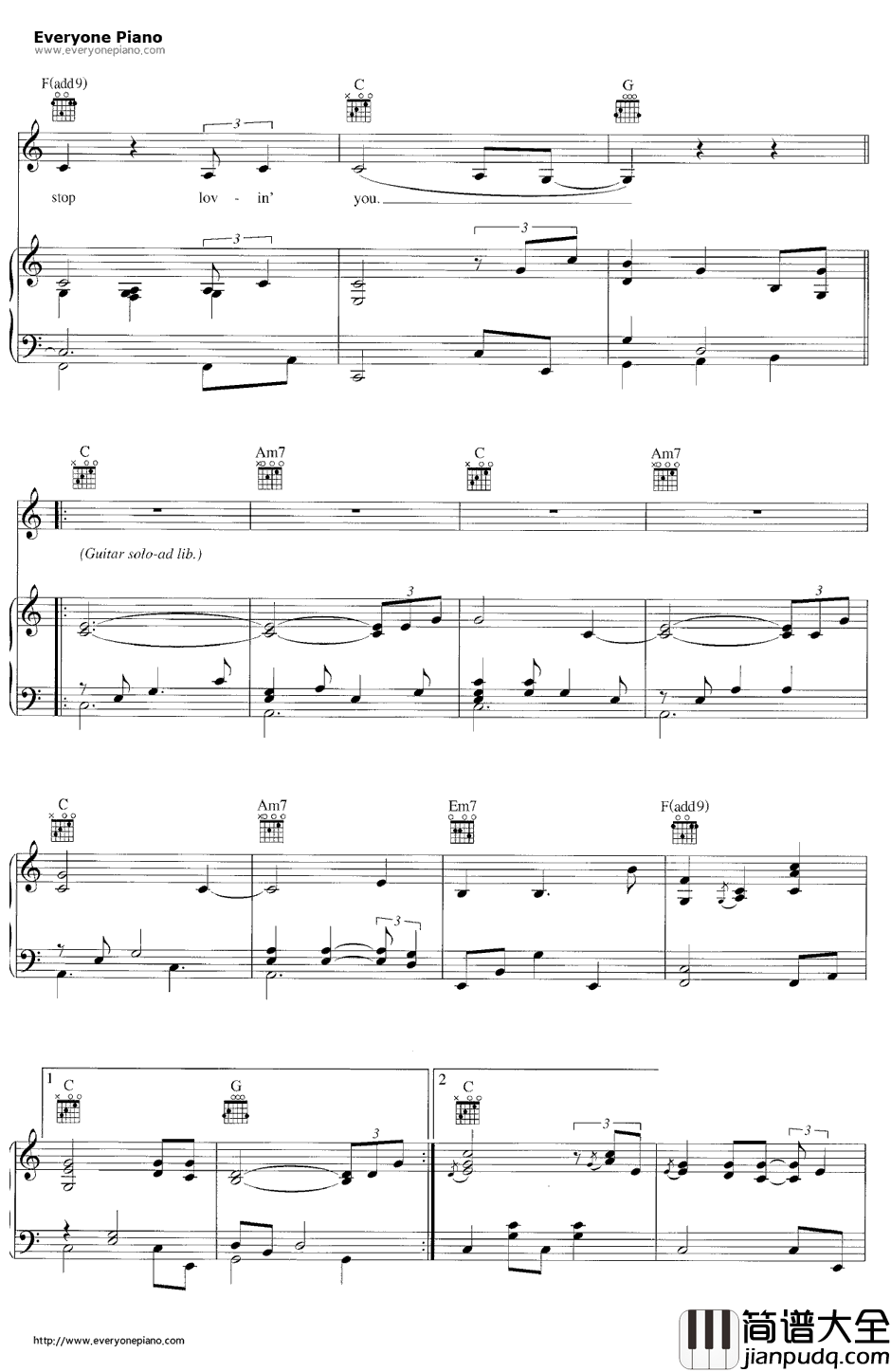 Come_Away_with_Me钢琴谱_NorahJones