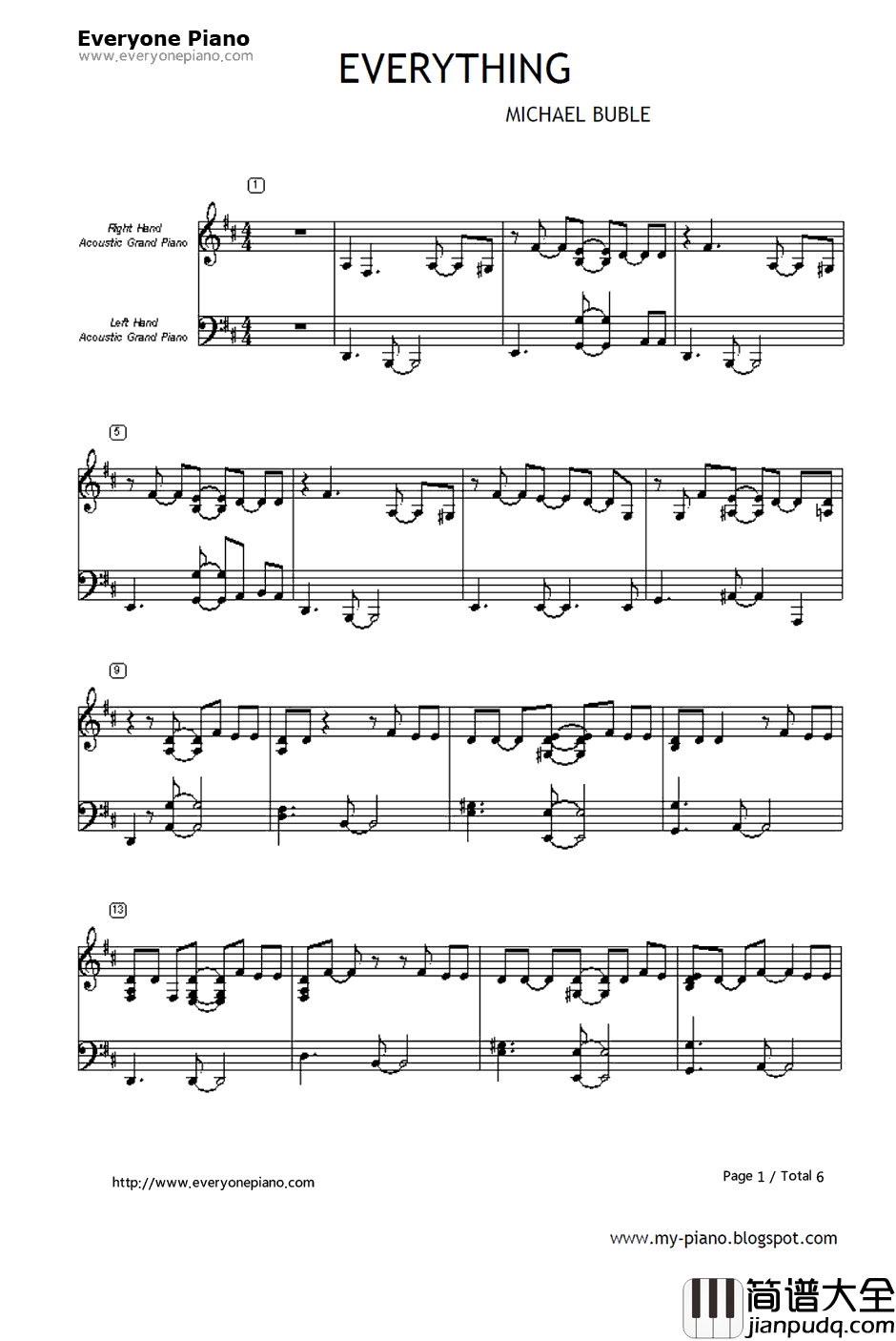 Everything钢琴谱_MichaelBublé