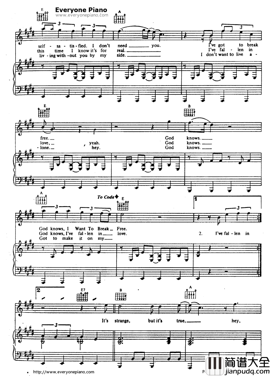 I_Want_to_Break_Free钢琴谱_Queen